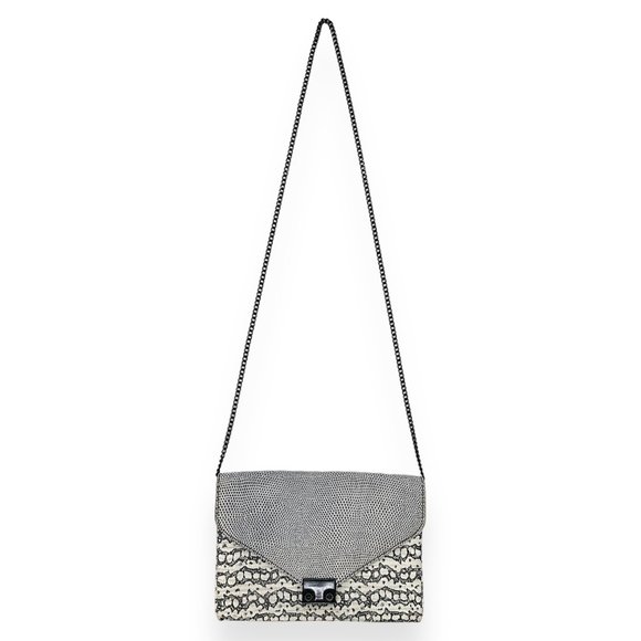 Loeffler Randall Handbags - Loeffler Randall White Reptile Pattern Leather Envelope Crossbody Bag